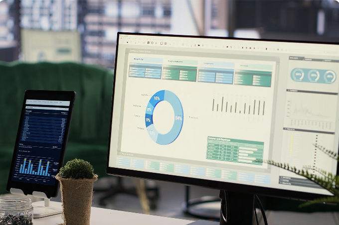 Dashboard on monitor and tablet